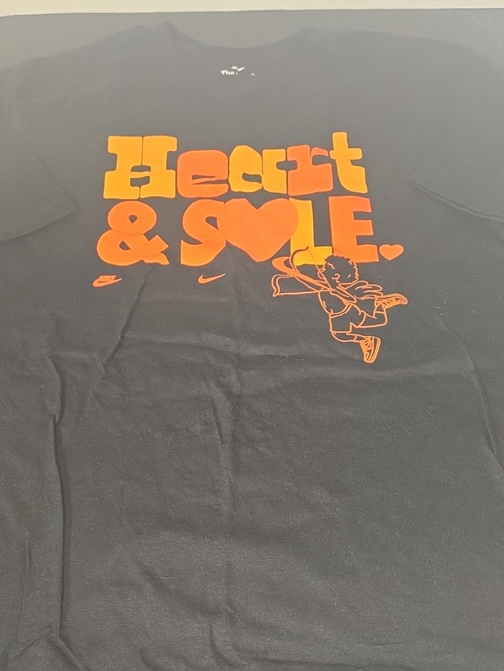 Nike Black Tee with Bright Orange 'Heart & Sole' Graphic